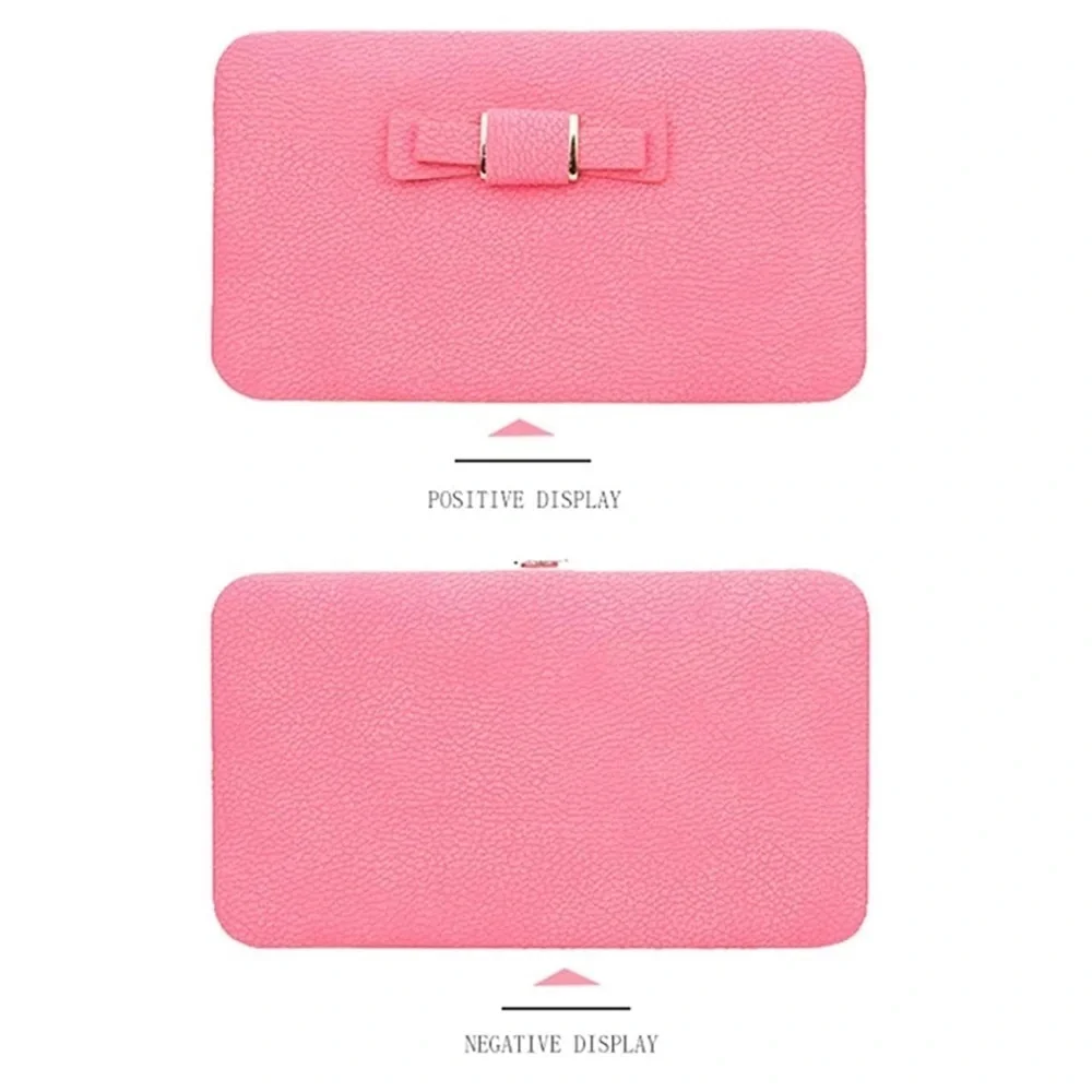 Pink Bow Accent Clutch Wallet